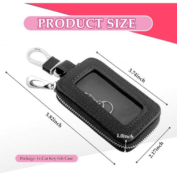 Stylish Car Key Fob Case with Sunroof&Keychain,Leather Car Key Fob Cover for Protection,Universal Key Covers Car Accessories (Black)