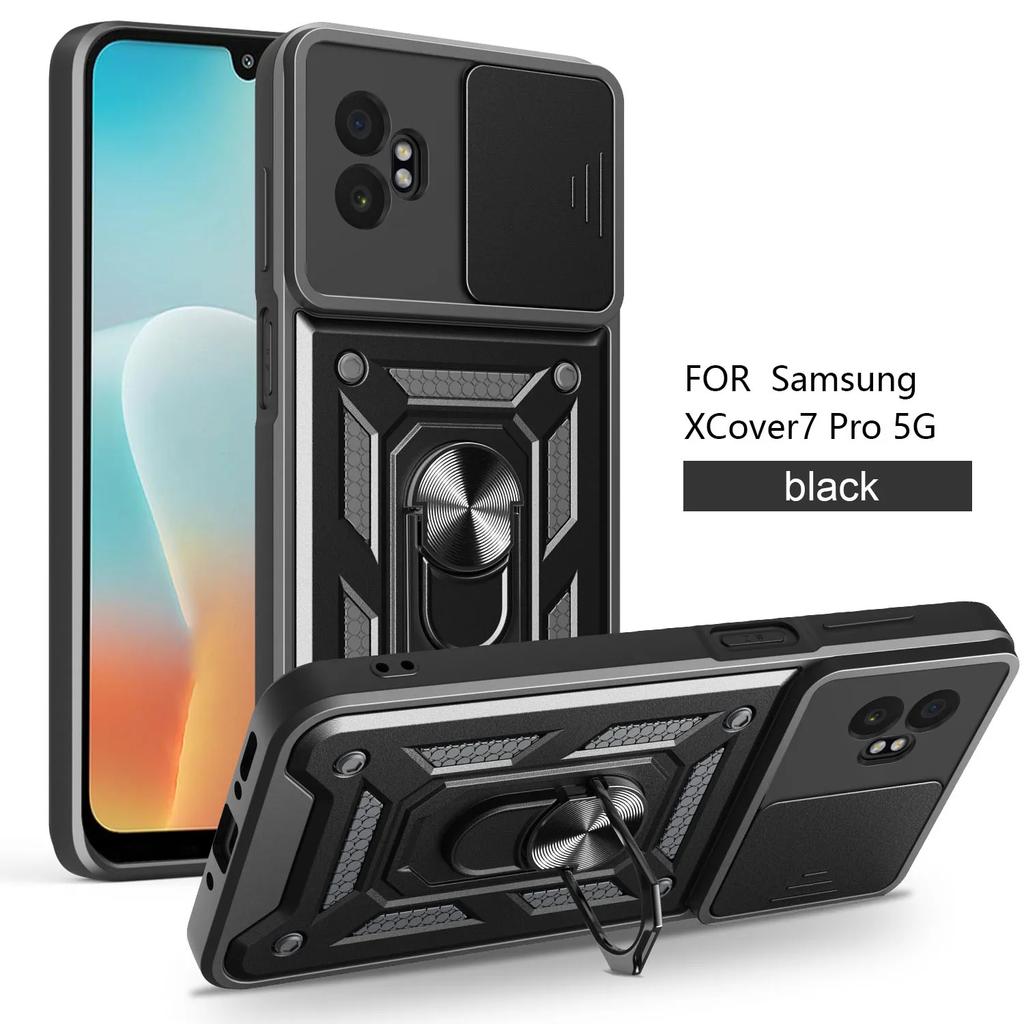 Противоударный бронированный жесткий чехол для Samsung X Cover 7 Pro Xcover7 со сдвижной камерой, подставкой и кольцом-держателем, пластиковый чехол для Galaxy A07 4G