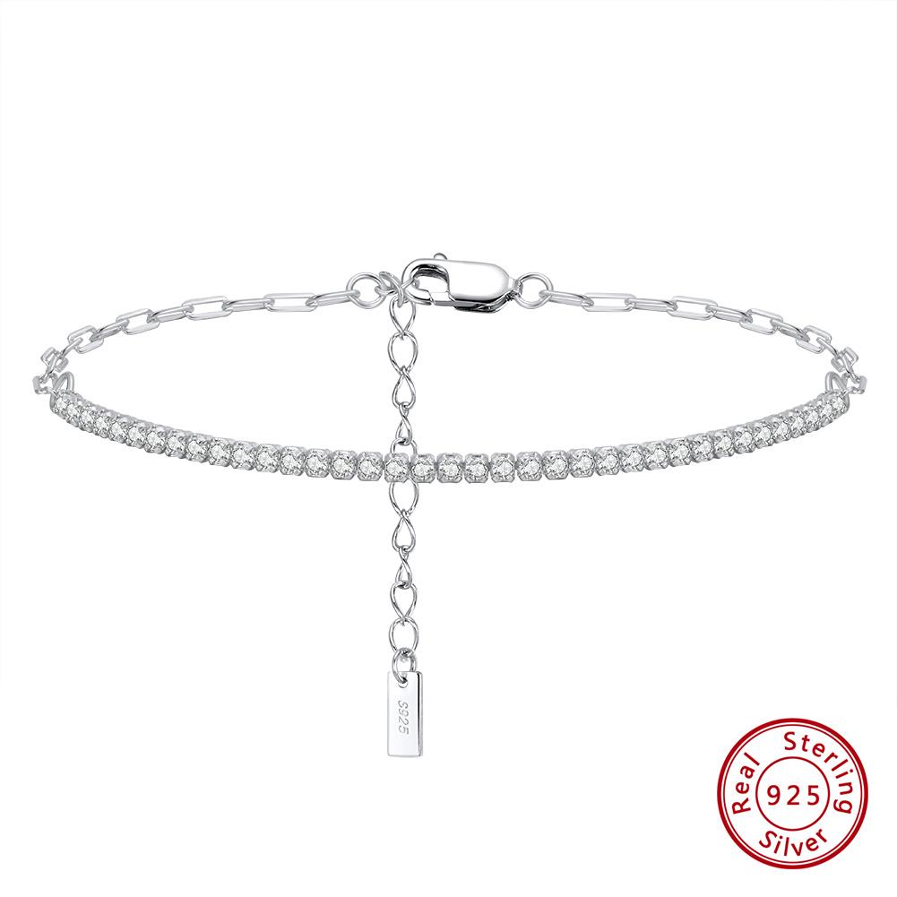 ORSA JEWELS Браслет-цепочка "Скрепка" с покрытием из 14-каратного золота, теннисный браслет для женщин, 925 пробы, стерлинговое серебро, ручная работа, ювелирные изделия SB141
