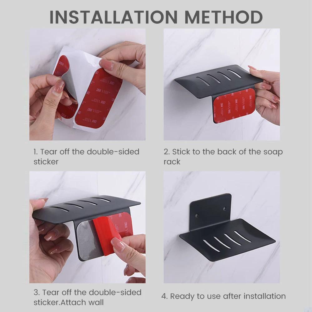 Мыльницы из нержавеющей стали 304, самоклеящиеся настенные мыльницы для ванной комнаты, нержавеющие, не требующие сверления, поддон для мыльницы и губки