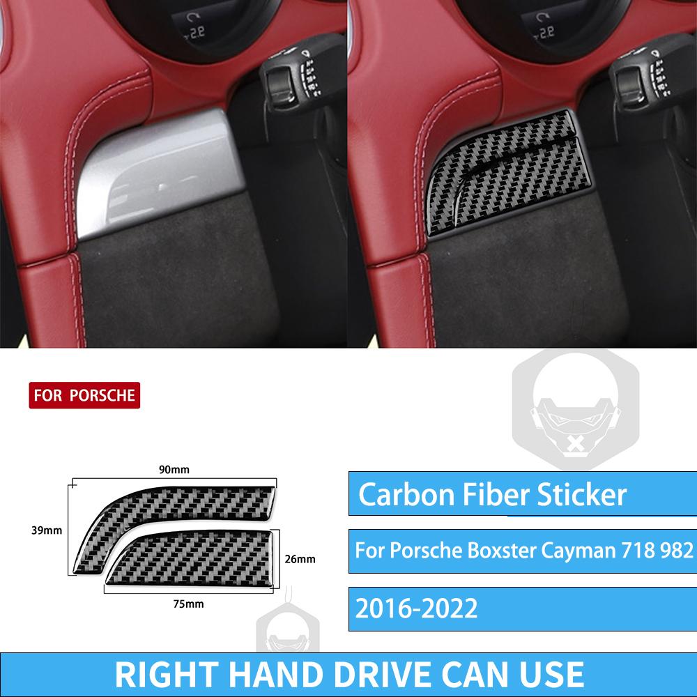 For Porsche Boxster Cayman 718 982 2016- Carbon Fiber Gear Shift Dashboard Center Console Interior Sticker Car Accessories