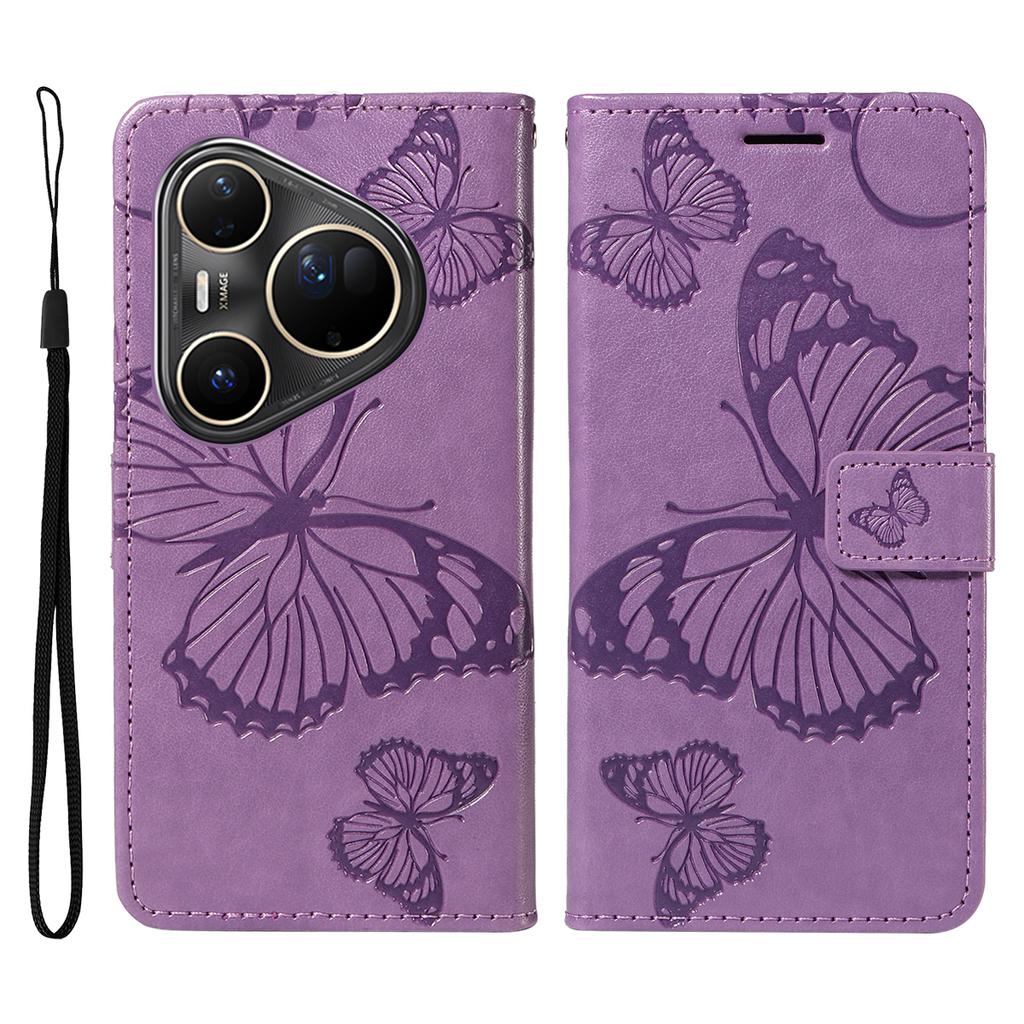 For Huawei Pura 80 Ultra Wallet Case Floral Butterfly Imprint Leather Phone Cover Stand