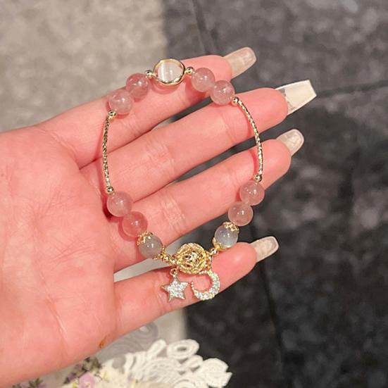 1 пара женский браслет гладкий бусина искусственный агат полированный кулон звезда луна