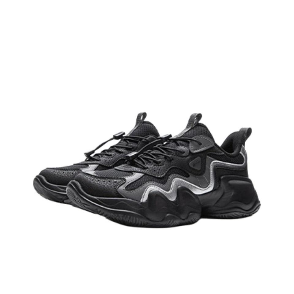 Li Ning Kids Sports Lifestyle Series Synthetic Leather Alien Fashion Comfortable Versatile Rebound Casual Shoes Kids Casual Shoes Black YKCV250-1
