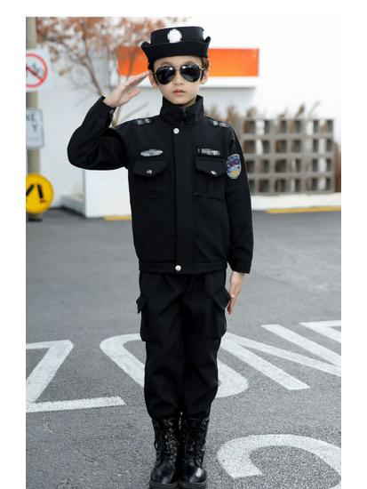 Детский полицейский костюм - Зимний бархатный наряд для выступлений для мальчиков и девочек в детском саду