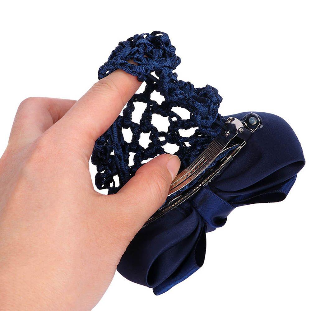 Fashion Bow Barrette Hair Clip Cover Lady Net Bun Snood Hair Accessories Hairpins Satin Bowknot