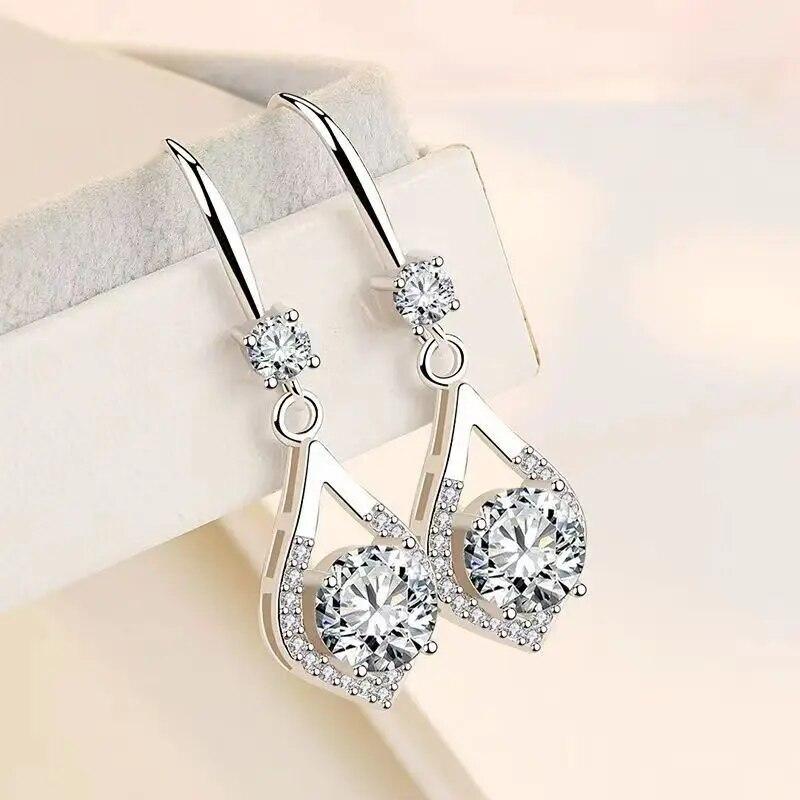 S925 Sterling Silver 1-2 Carat Moissanite Water Drop Earrings High-End Design Cute Casual Decoration For Girlfriend