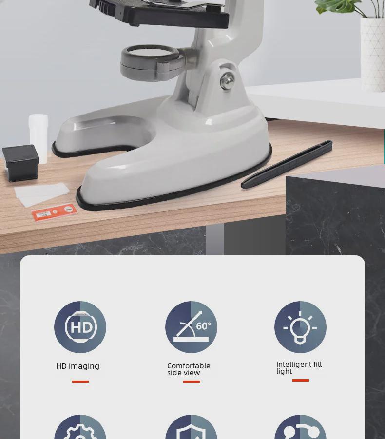 Детский оптический микроскоп в наборе – 1200x HD для научных экспериментов и образовательных целей