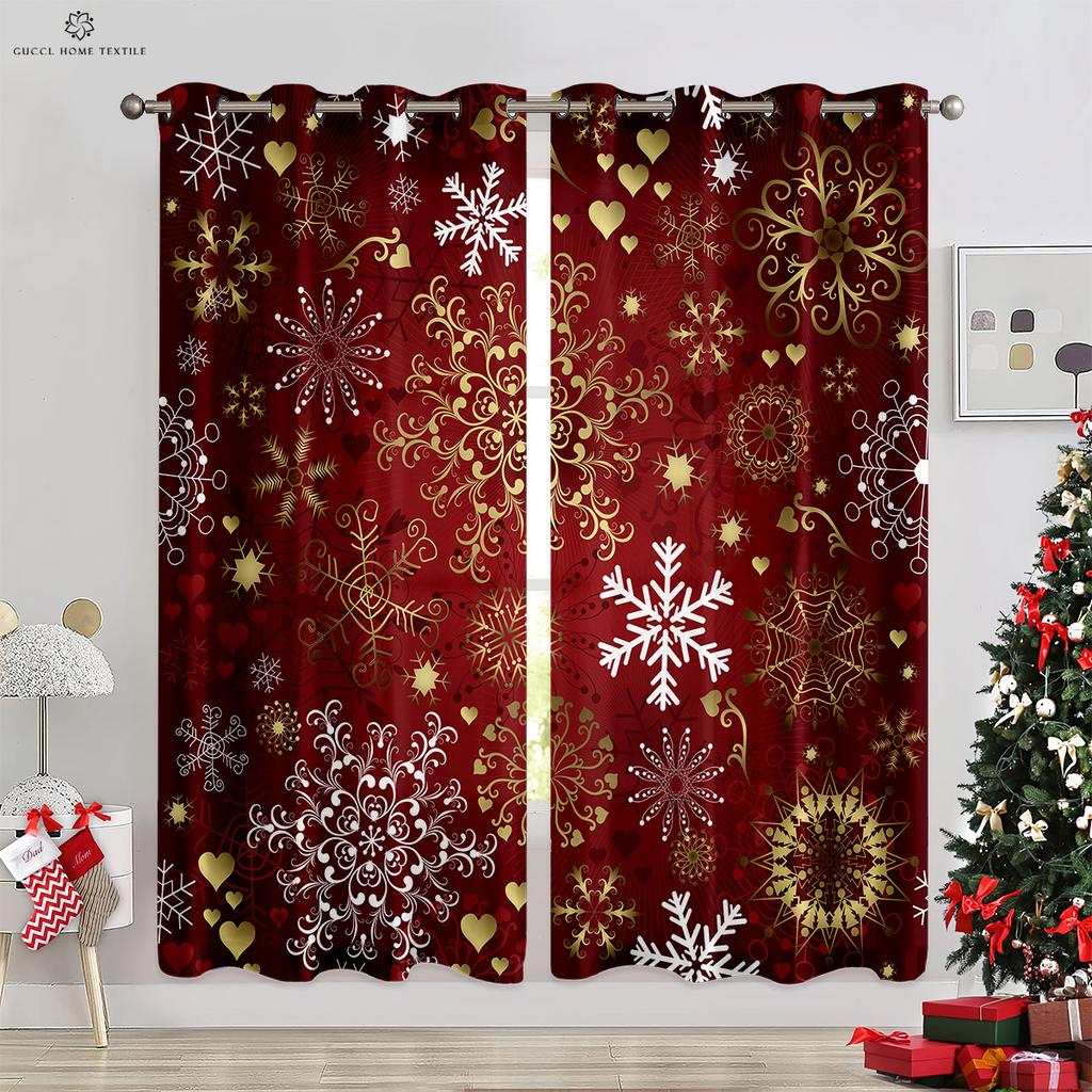 Christmas Decoration Curtains Snowflakes Christmas Tree Decoration Curtains Living Room Bedroom Fireplace New Year Curtains