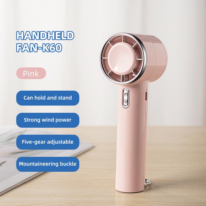 Новый мини ручной турбо-вентилятор с 5 скоростями и регулируемым ветром, USB-зарядкой, мощным ветром, вентилятор с функцией холодного компресса с портативным крючком
