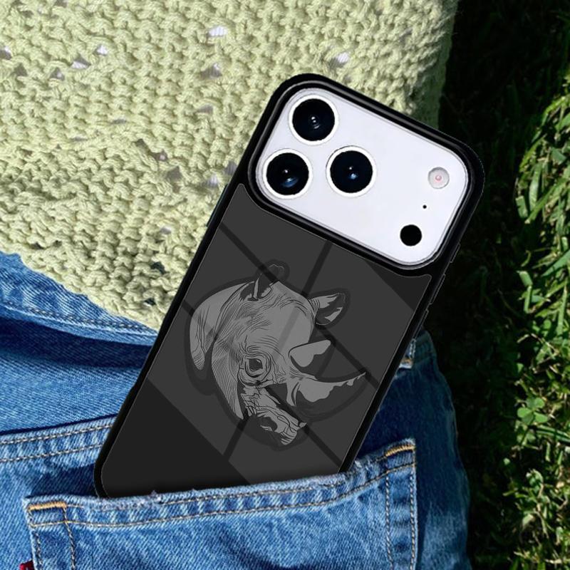 Animal Rhino soft Phone Case Cover for IPhone 11 12 13 14 15 16e 17 Pro Max Coque for IPhone 17 Air
