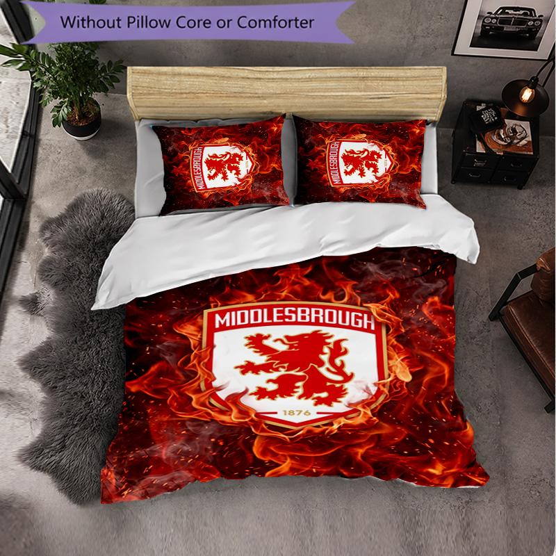 Middlesbrough FC Themed Bedding 3Pcs Duvet Cover Set Decorative Bed Linen For Teen Room Home Decoration