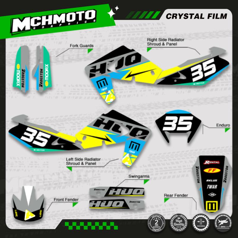 MCHMFG Graphics Background Decals Stickers Kits For Husqvarna TE 250 2001 2002 2003 2004 SM 450 2002 2003 2004 Semi-