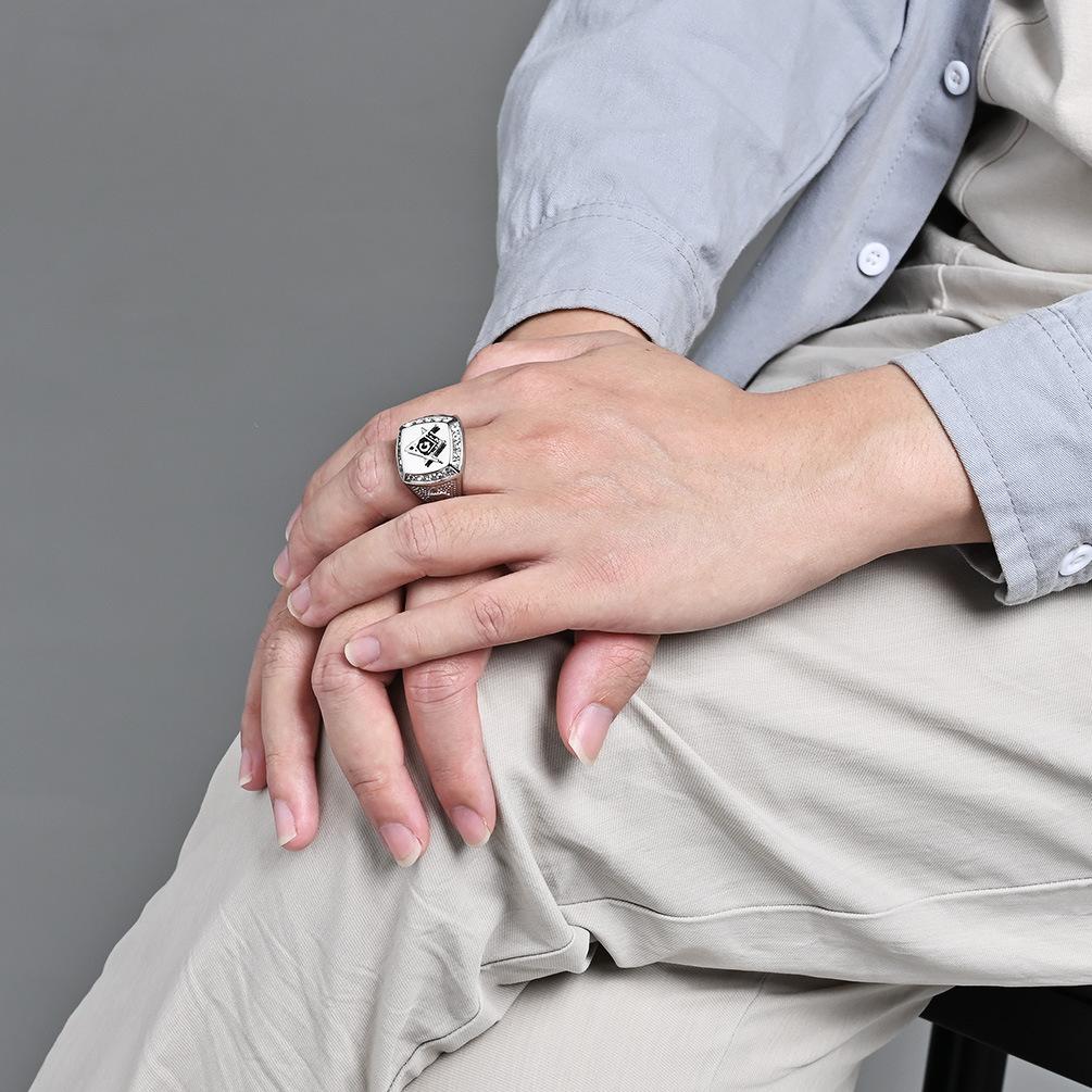 Ювелирное позолоченное микро-каменное массивное кольцо Freemason Illuminati для мужчин