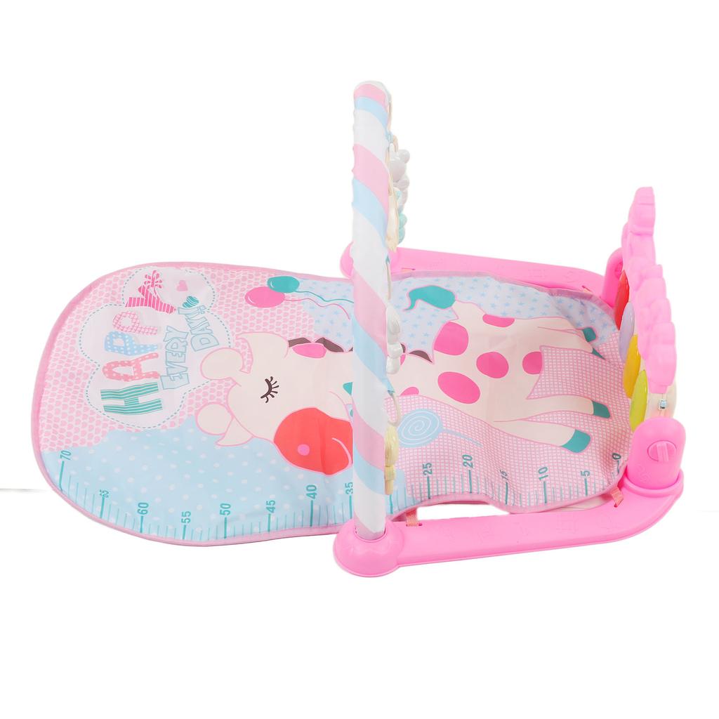 Baby Gym Play Mat Learning Sensory Sound Light Infant Kick Play Piano Mat with Rattles Toy Pink for