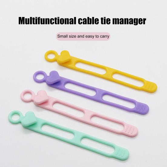 3/5/7/12/18/24Pcs Silicone Cable Tie Earphone Phone Charger Computer Power Cord Bundling Strap Reusable Elastic Wire Management Organizer Wrap