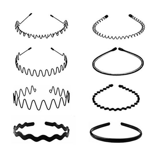 5/8/10 шт. черные металлические повязки на голову унисекс весенние волнистые повязки на голову нескользящие спортивные обручи для волос для мужчин и женщин фитнес повседневная одежда