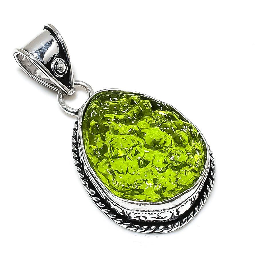 Натуральный молдавитовый кварц, подарочная подвеска из стерлингового серебра 925 пробы, 1,77 дюйма, h7Y59