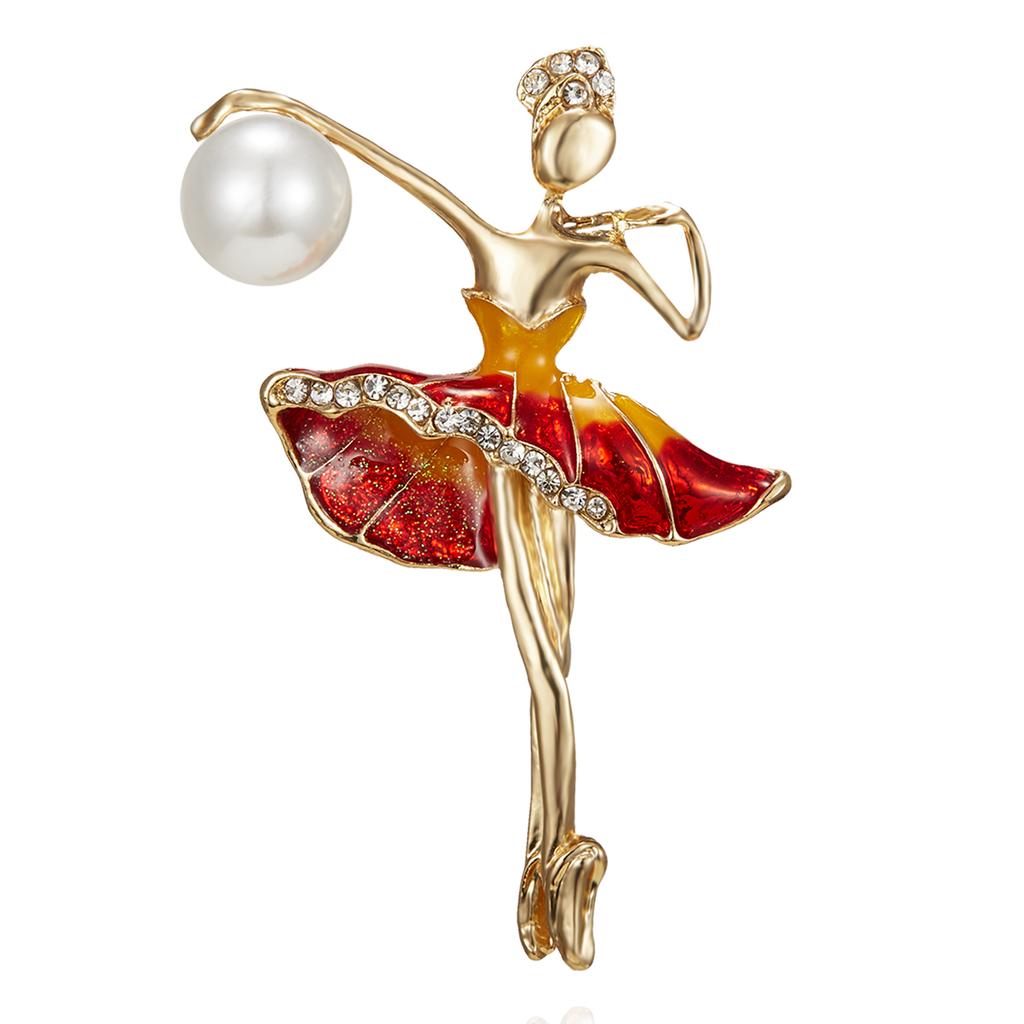 Cute Figure Brooch Dancing Ballet Girl Dancer Crystal Rhinestone Brooches for Women Metal Pins Party Wedding Jewelry Best Gift