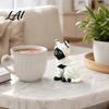 Black Cat Decoration Mummy Resin Figurine Halloween Kitten Statue with Big Eyes & Wrapped Bandages Figurine Cute Desk Shelf Ornament for Spooky Home