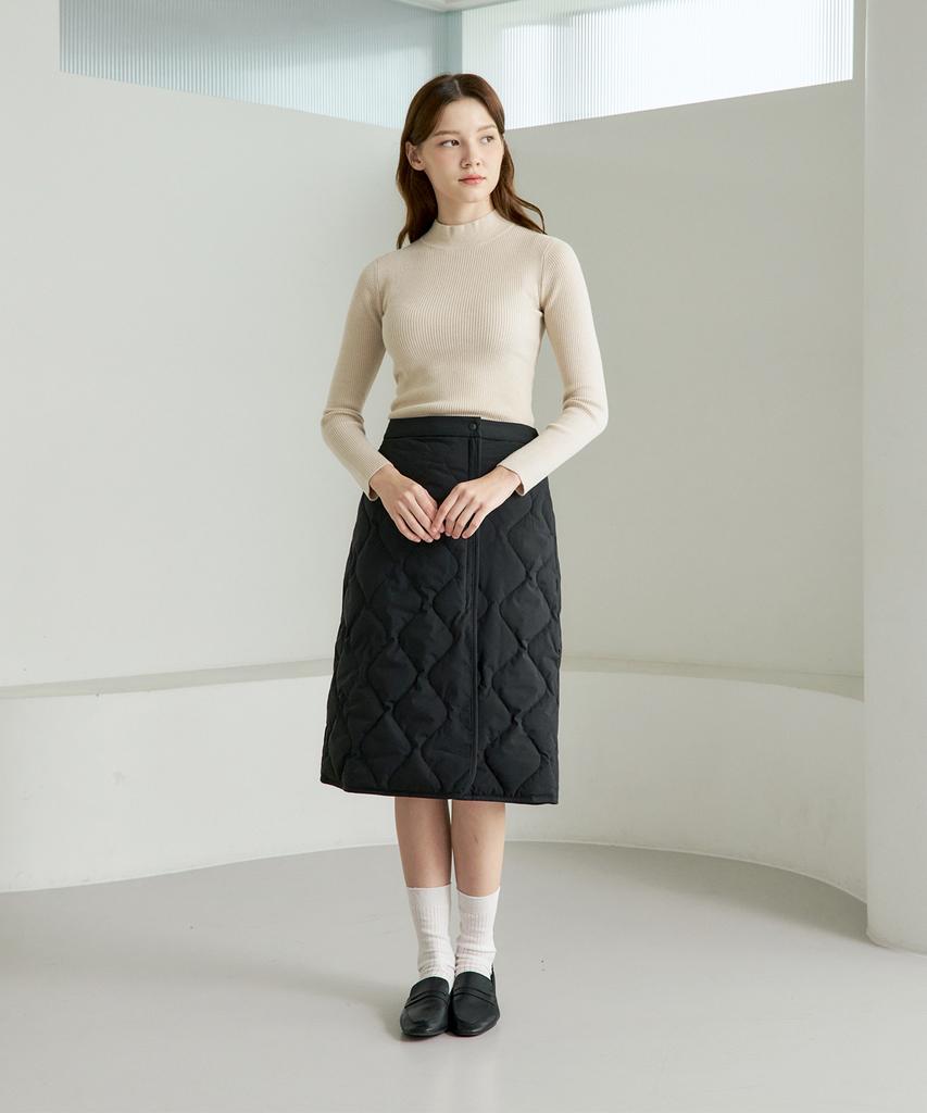 210EDIT Women'S Quilted Padded Wrap Skirt [Matte Black]_Zf4Sk510