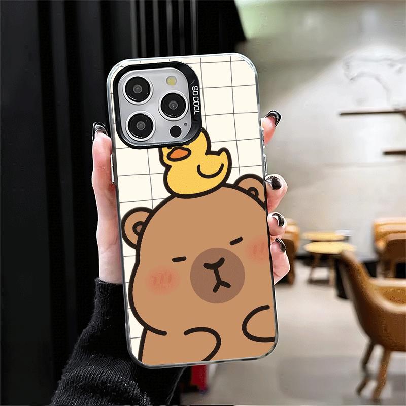 Забавный Капибара Мультяшный Милый Мягкий Чехол для Телефона для iPhone 15 16 17 Pro Max 17Air 16E 14 Plus 13 12 Mini Ударопрочный Чехол Задняя Крышка