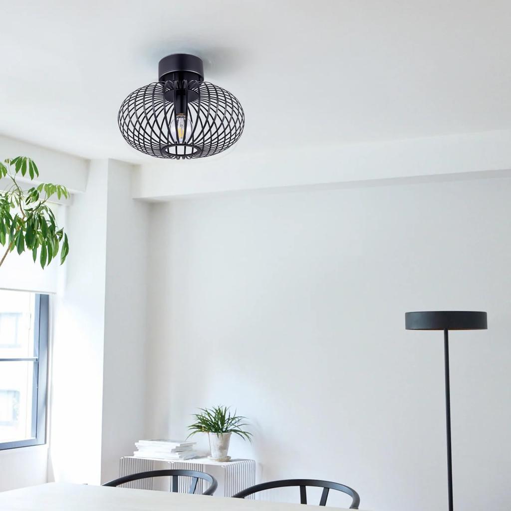 Single-Light LED Ceiling Light, E26, Stylish, Antique Retro Design, No Installation Required, Entryway Lighting, Black, Nordic Modern, Dining Room