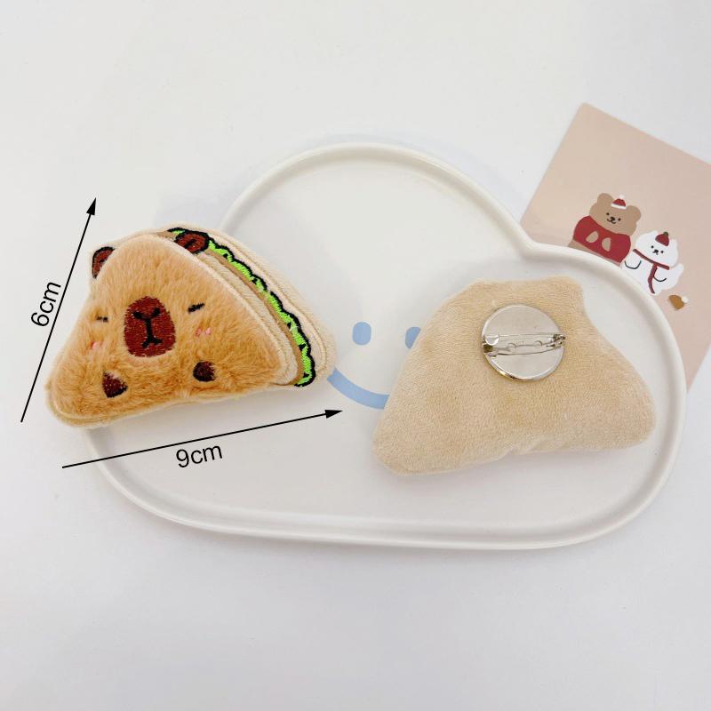 Милая капибара, плюшевая кукла, брошь, пушистая, мягкая, набивная одежда, значок, булавки, украшения для рюкзака, аксессуары