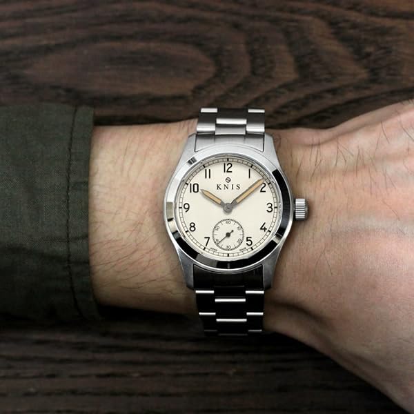 Часы KNIS Varnish Made in Japan с ретро-модными часами, сапфировым стеклом, водонепроницаемостью 10 АТМ, ремешком из нержавеющей стали, белого цвета, мужские KN003-WHSS