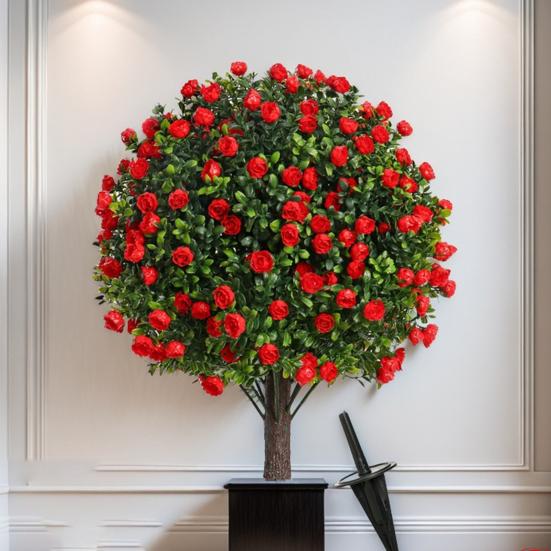 Yousheng Artificial Topiary Ball 24 Inch Faux Boxwood/Pine Tree/Rose/Lavender Shrub with Ground Spike Fake Bushes Trees for Outdoor Indoor Garden