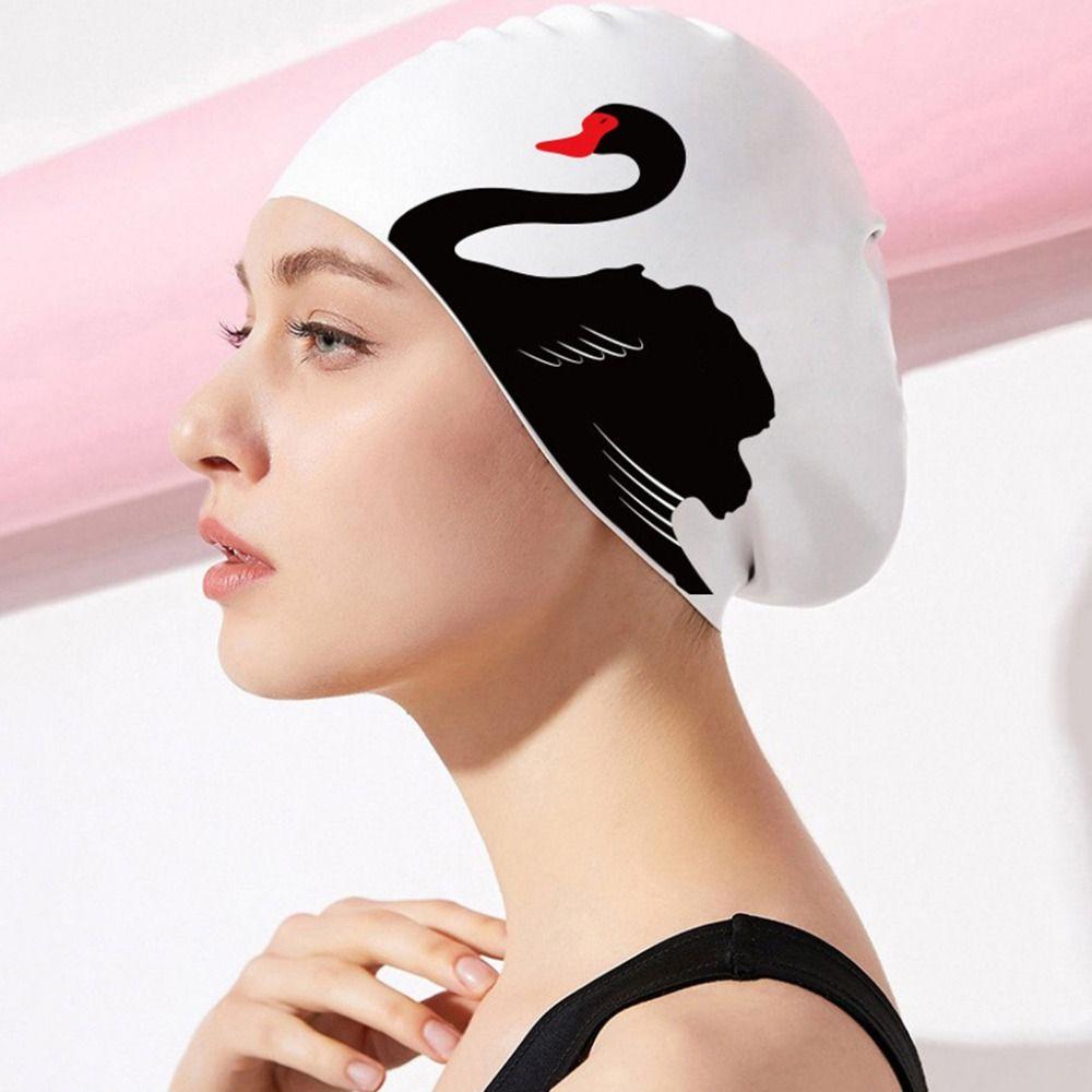 Printed Pattern Bathing Caps Plus Size Silicone Swim Cap Swimming Cap Swimming Pool