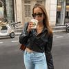Faux Leather Cropped Jacket Women Autumn Vintage Elegant Coats Ladies PU Harajuku Punk Style Thin Fashion Overcoat Winter
