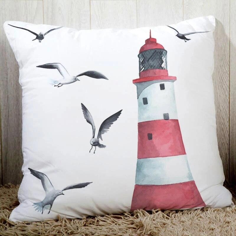 Blue Sea Sail Print Sofa Cushion Cover Pillowcase Home Party Car Bedding