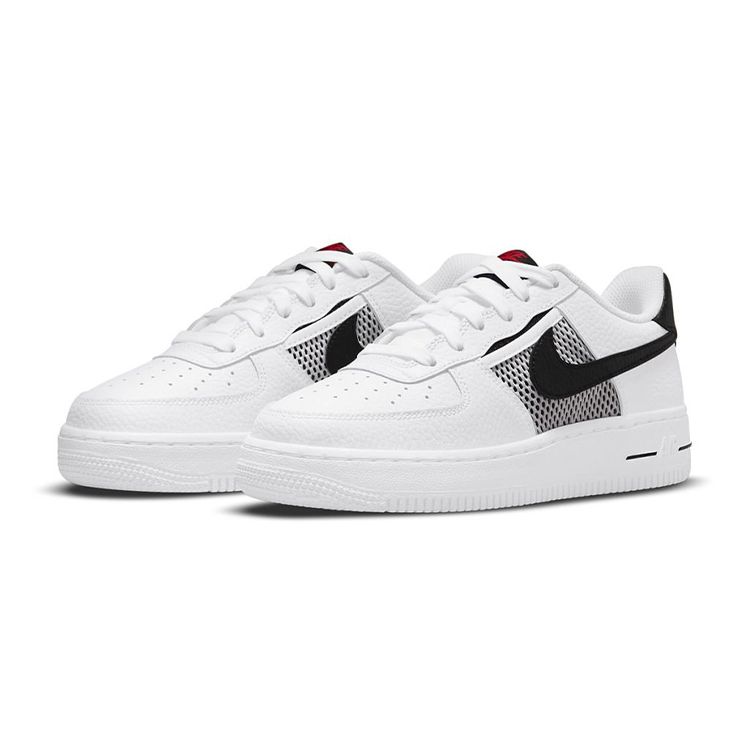 Nike Air Force 1 LV8 GS Сетчатый карман - Белые детские кроссовки Черный Habanero-Красный DH9596-100