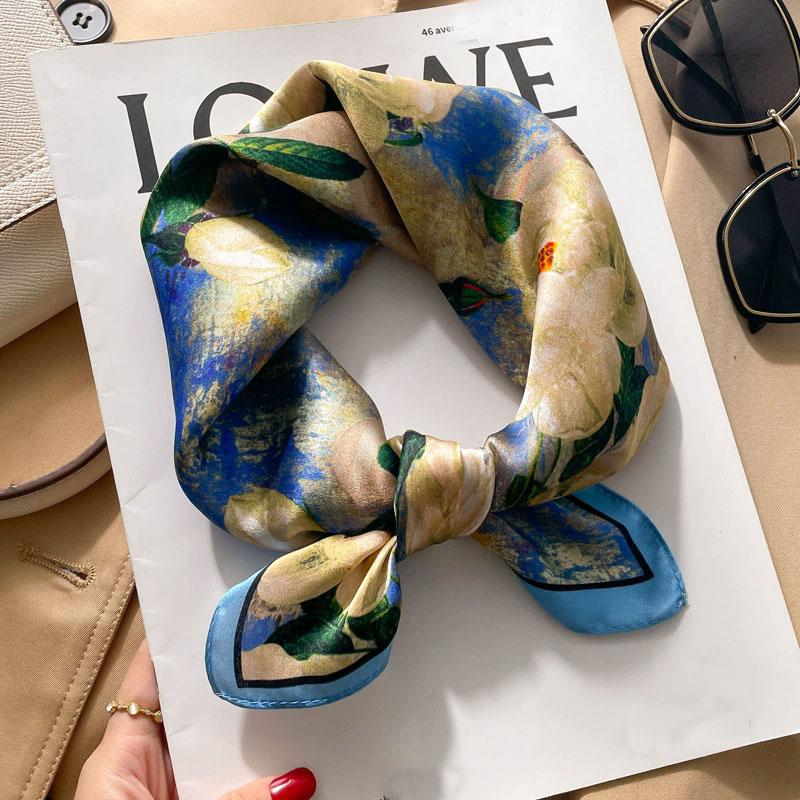 New 100% Natural Real Silk Scarf Women Bandana Square Scarves Wrap Kerchief Mulberry Fashion Luxury High Quality Hijab For Lady