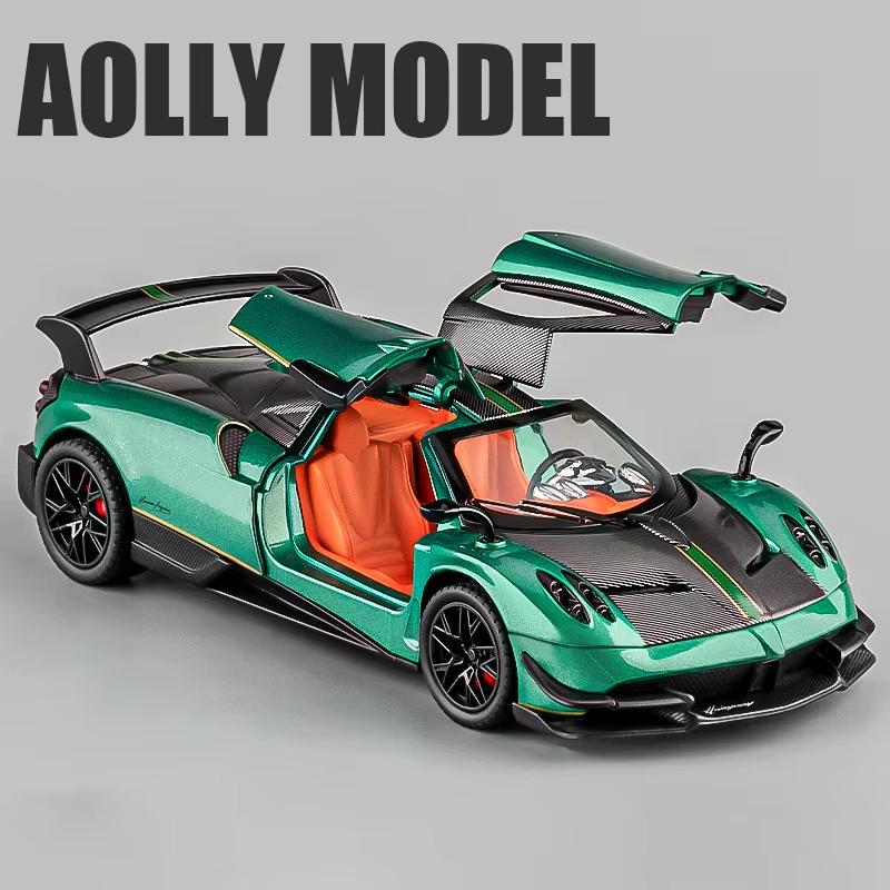 1:24 Pagani Huayra BC Super Sports Car Alloy Die Cast Toy Model Sound and Light Pull Back Детская коллекция игрушек Подарок на день рождения для мальчика