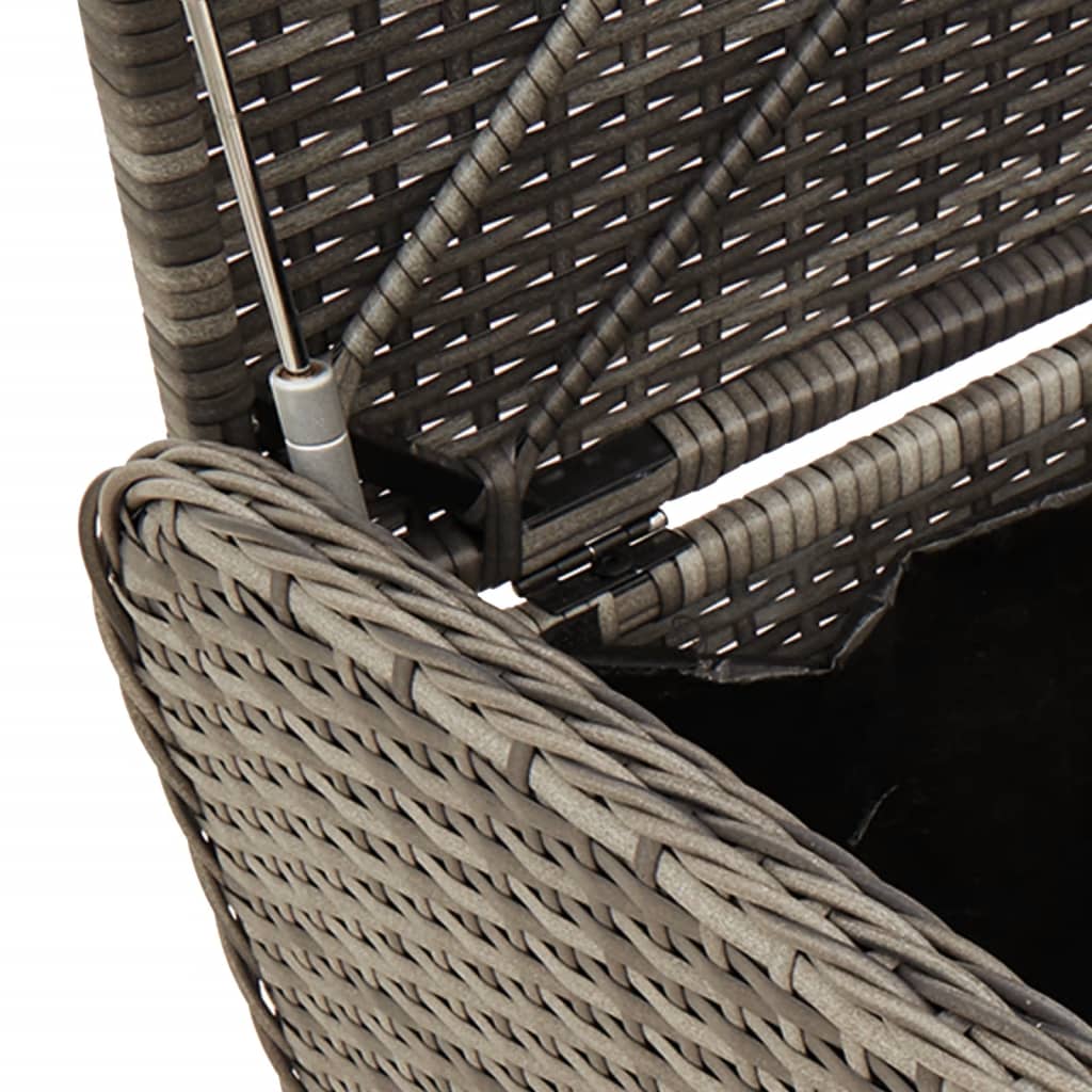Storage Bench with Cushion Gray 80x51x52 cm Poly Rattan
