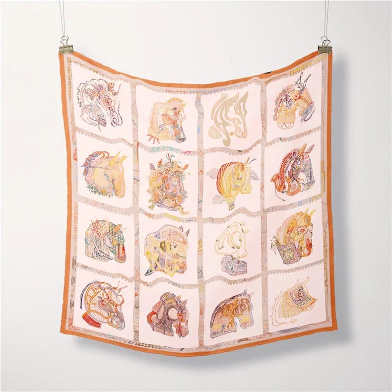 Luxury Print Silk Square Scarf Women Spring Neck Tie Shawl Wraps Female 53cm Hair Hand Wrist Headkercheif Hijab Bandana