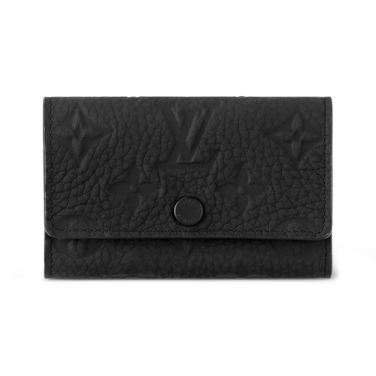 LOUIS VUITTON Leather With Cow Leather Trim Key Pouch Men's Black M82604