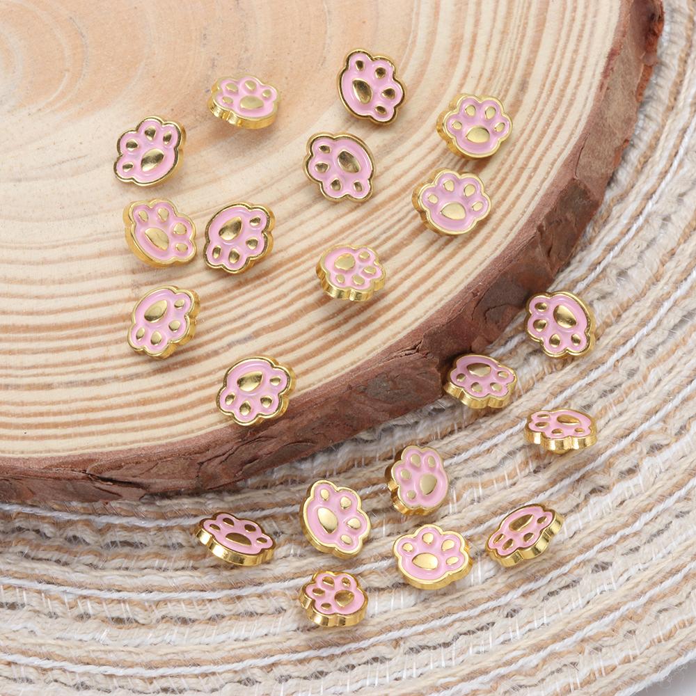 20pcs 8mm Cat Paw Pattern Craft Mini Buttons Clothing Sewing Buckle DIY Doll Clothes Metal Buckles