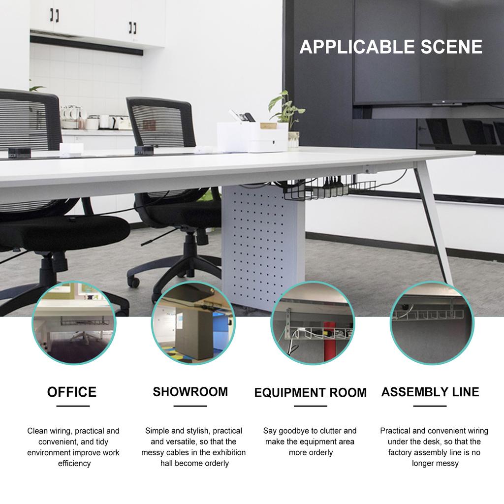 Storage Rack Office Electric Wire Black Serving Tray Under Desk Organizer Iron Cable Management Supply Shelf