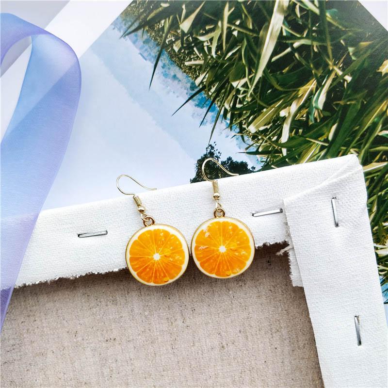 Cute Fashion Fruit Watermelon Strawberry Pendant Dangle Earrings for Women Sweet Kiwi Lemon Orange Drop Earrings Girl Jewelry