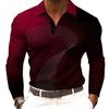 Мужские Абстрактные Геометрические Поло с Длинным Рукавом Лацкан Business Casual Athleisure Повседневная Носка 3D Принт Пуговицы Весна Осень