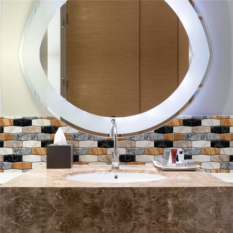 10Pcs 3D Removable Wall Sticker Tile Marbling Brick Self-adhesive Waterproof Kitchen Bathroom Home Decor DIY