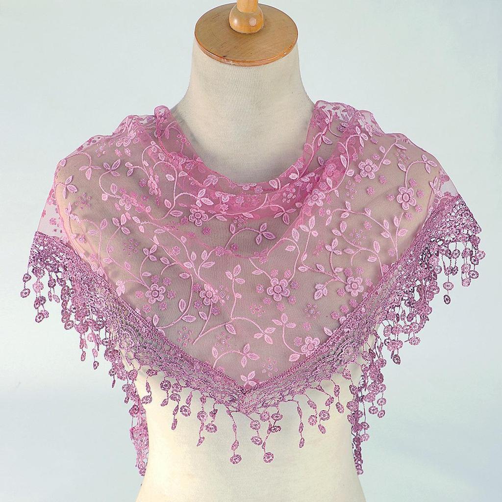 Korean Floral Lace Triangle Scarf - Breathable, Classic & Decorative Veil for Spring and Autumn