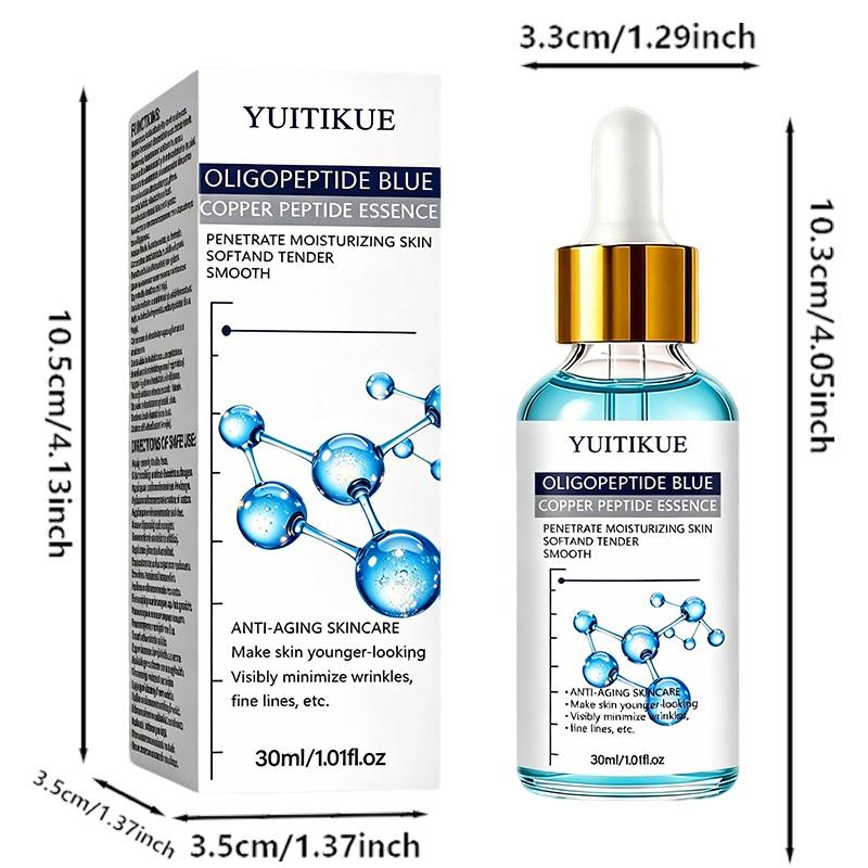 YUITIKUE Blue Copper Peptide Facial Serum 30ml Oligopeptide Anti-Wrinkle Essence Soften Tender Smooth Aging Skin