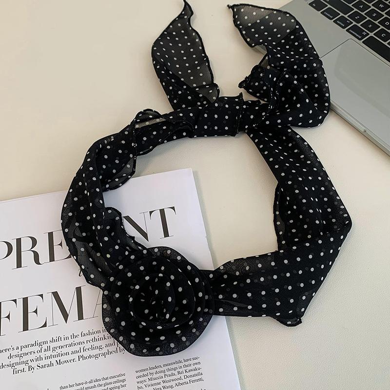 Elegant Leopard Print Silk Scarf Women DIY Tie Method Luxury Print Detachable Flower Headscarf Girls Fashion Ribbon Rose Scarf