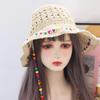 Весна Лето Шляпа от солнца с широкими полями Цветные бусины Защита от УФ-лучей Кепка Модная женская соломенная шляпа Женская