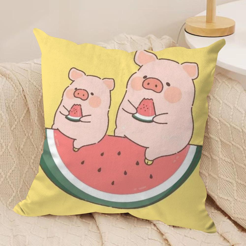 Мультяшная Розовая Наволочка L-Lulu Pig из Шелковистого Короткого Плюша, Двусторонняя Печать, для Подушки на Диван, Декор для Дома на Все Сезоны, Подарок