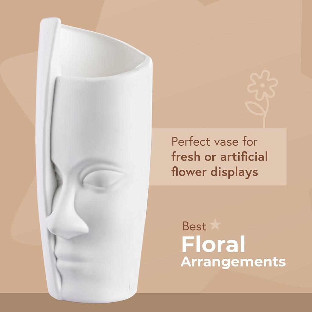 Поливолокно 12 дюймов Эстетическая ваза для цветов Длинная для гостиной и центрального стола Спальня | Белая ваза для украшения дома